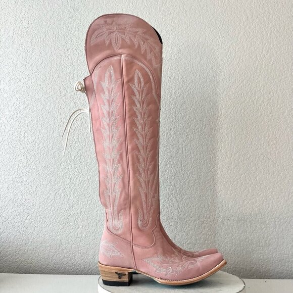 Lane LEXINGTON Over the Knee Womens Cowboy Boots 7 Pink Western Cowgirl Lace up - Picture 2 of 14